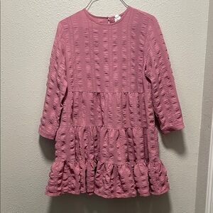 This & That Women’s Babydoll Top Pink Large Tiered 3/4 Sleeve Keyhole Minidress